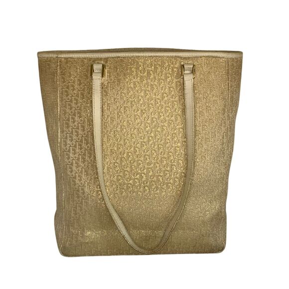 Christian Dior White and Gold Monogram Tote Bag Vintage - Picture 8 of 16